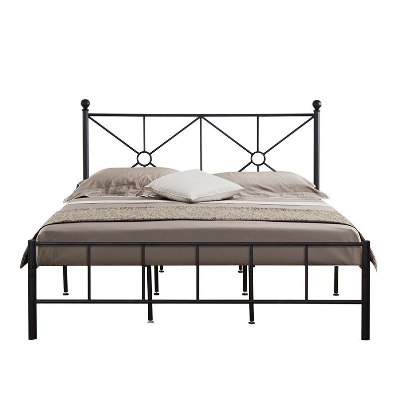 Bedroom Metal Iron Bed Frame Double Customizable Size Colour Smooth Finish Edges