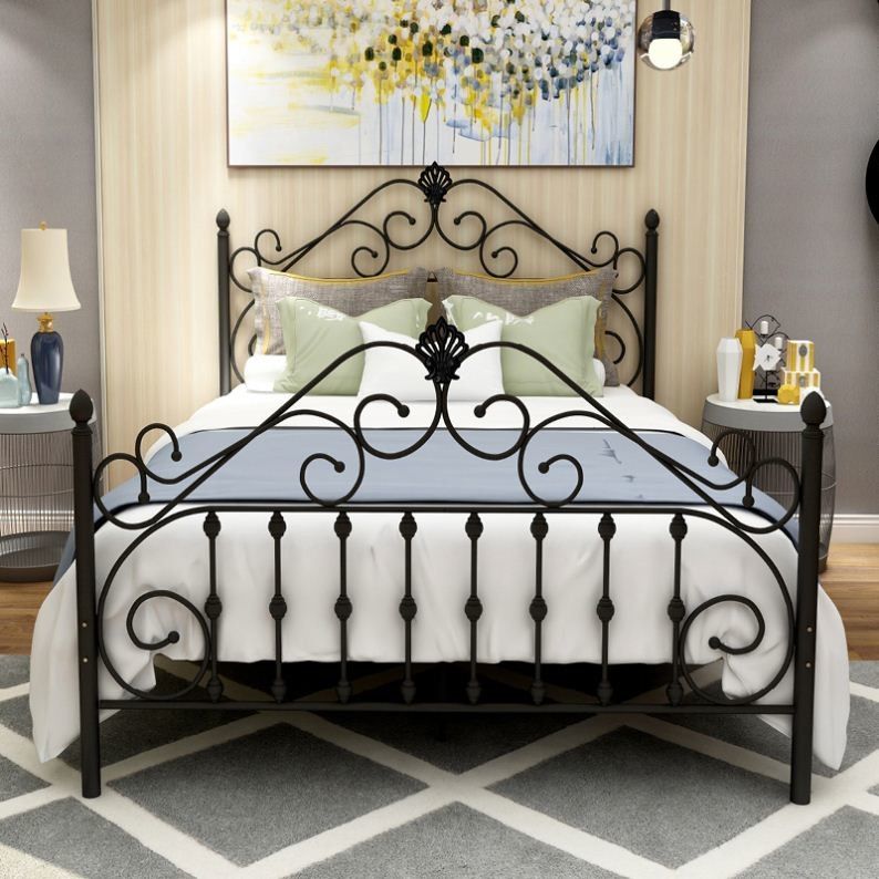 Simple Double Metal Platform Bed Headboard Iron Frame For Modern Bedrooms