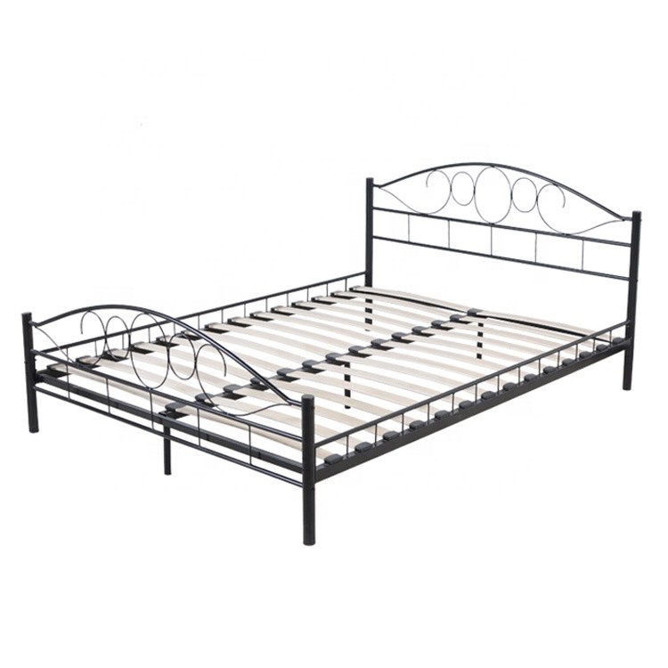 White / Black Iron Double Bed , Wrought Iron Double Bed Rust Proof